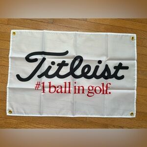 Titleist White Flag with Black and Red Text